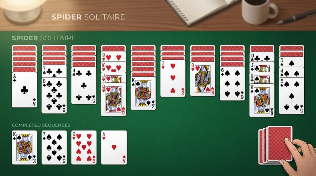 spider solitaire rules layout image
