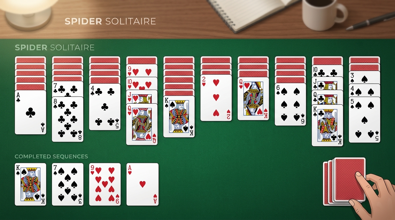 spider solitaire rules layout image